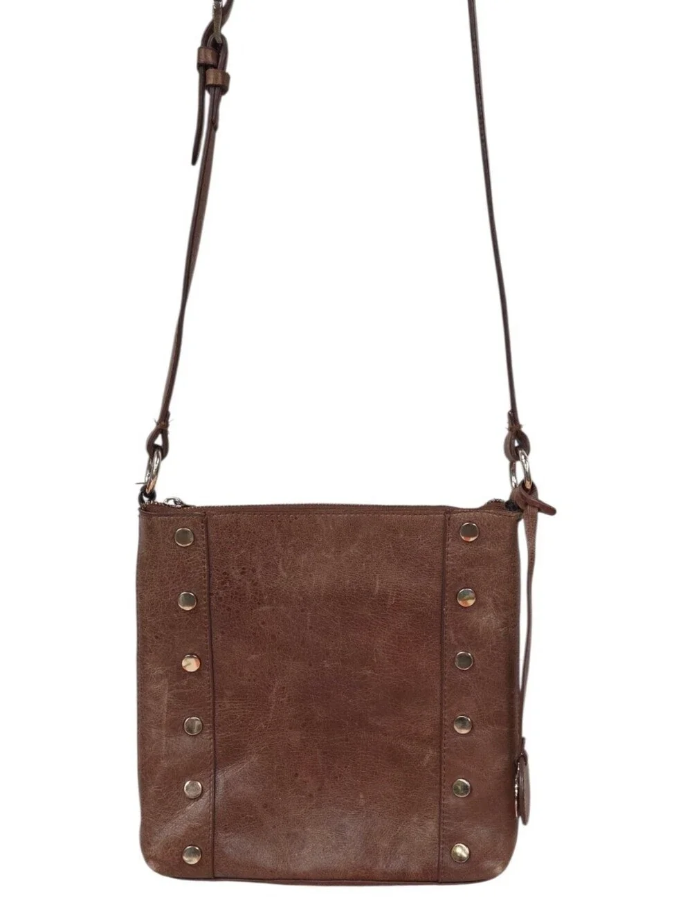 Tommy Bahama Brown Leather Crossbody Bag with Stud Accents